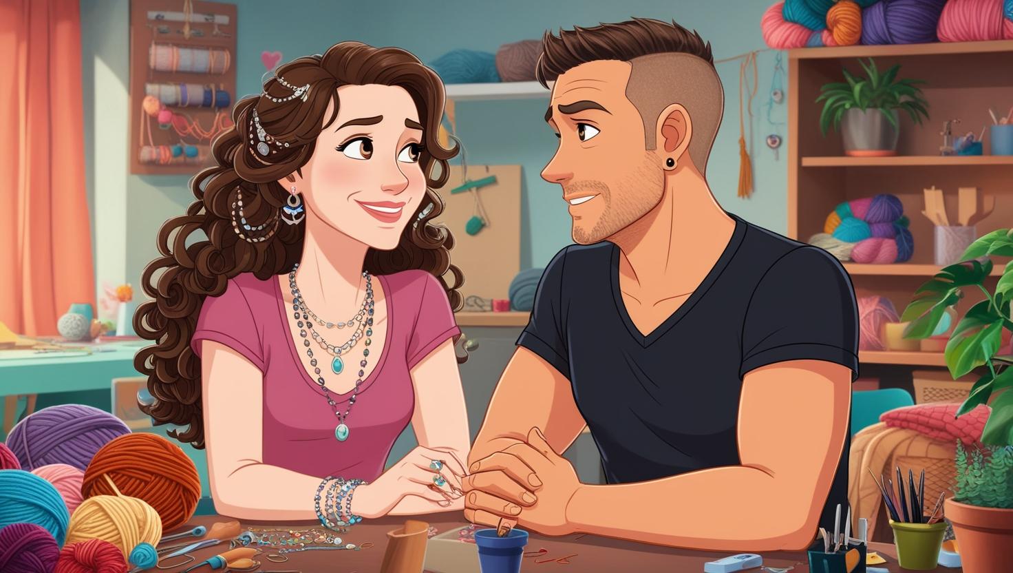 Kat and Russ at the craft table